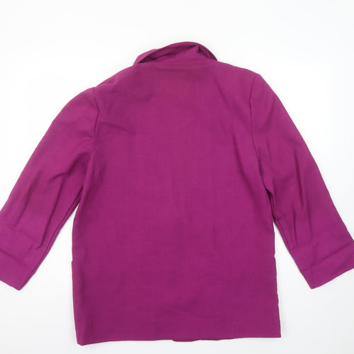 Sag Harbor Women’s Purple Linen Blazer Size 10 Single Breasted 3/4 Sleeve