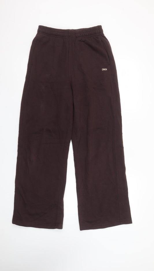 ONER Women's Brown Fleece Sweatpants S Regular Fit Casual Trousers