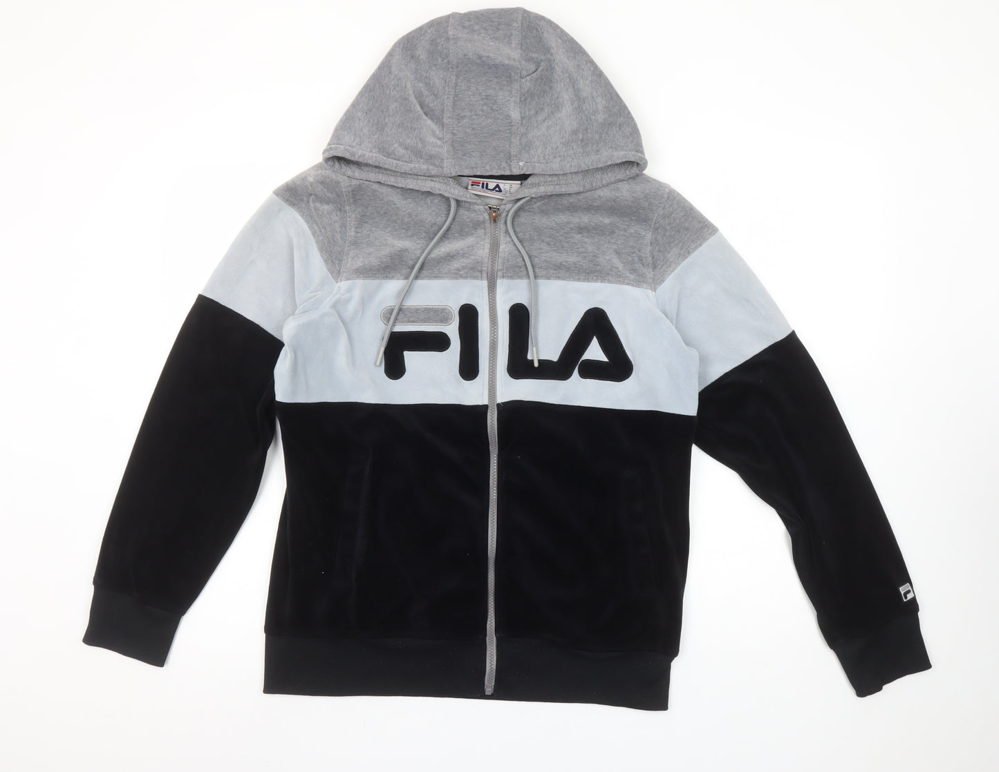 Fila Women’s Grey Black Colourblock Full Zip Hoodie Size M
