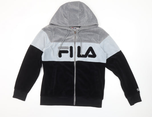 Fila Women’s Grey Black Colourblock Full Zip Hoodie Size M