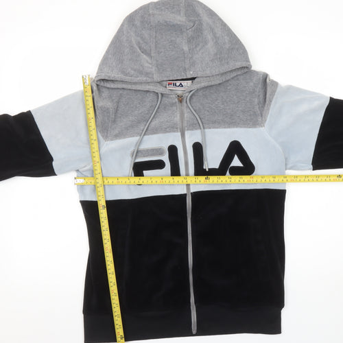 Fila Women’s Grey Black Colourblock Full Zip Hoodie Size M