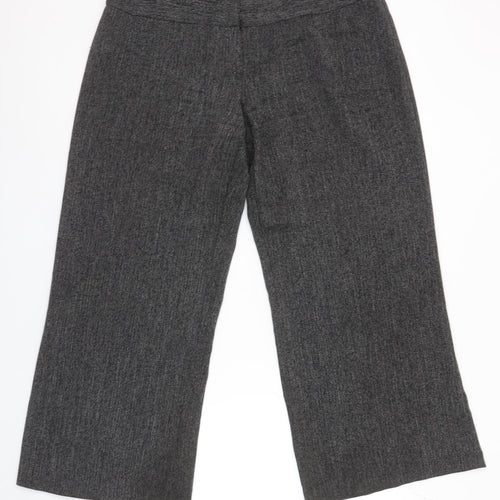 Dorothy Perkins Women’s Grey Herringbone Wide-Leg Trousers Size 14