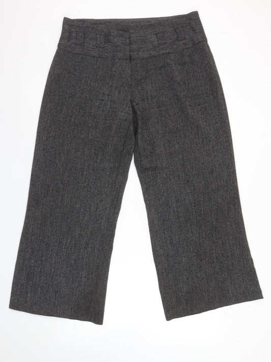 Dorothy Perkins Women’s Grey Herringbone Wide-Leg Trousers Size 14