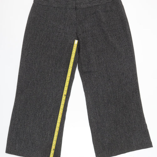 Dorothy Perkins Women’s Grey Herringbone Wide-Leg Trousers Size 14