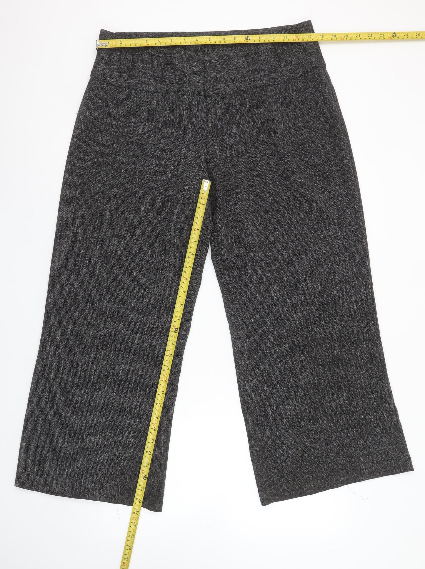 Dorothy Perkins Women’s Grey Herringbone Wide-Leg Trousers Size 14