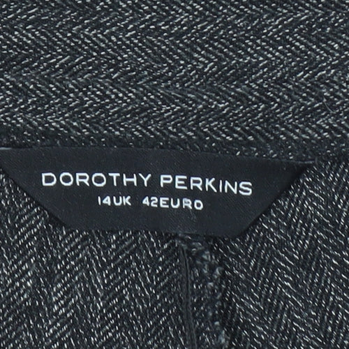 Dorothy Perkins Women’s Grey Herringbone Wide-Leg Trousers Size 14