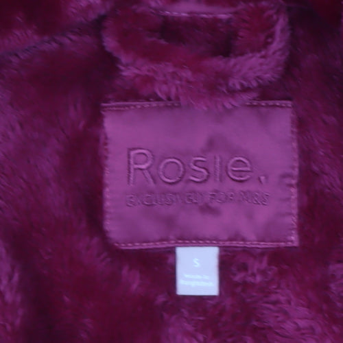 Marks and Spencer Women Red Fleece Hooded Belted Robe Small