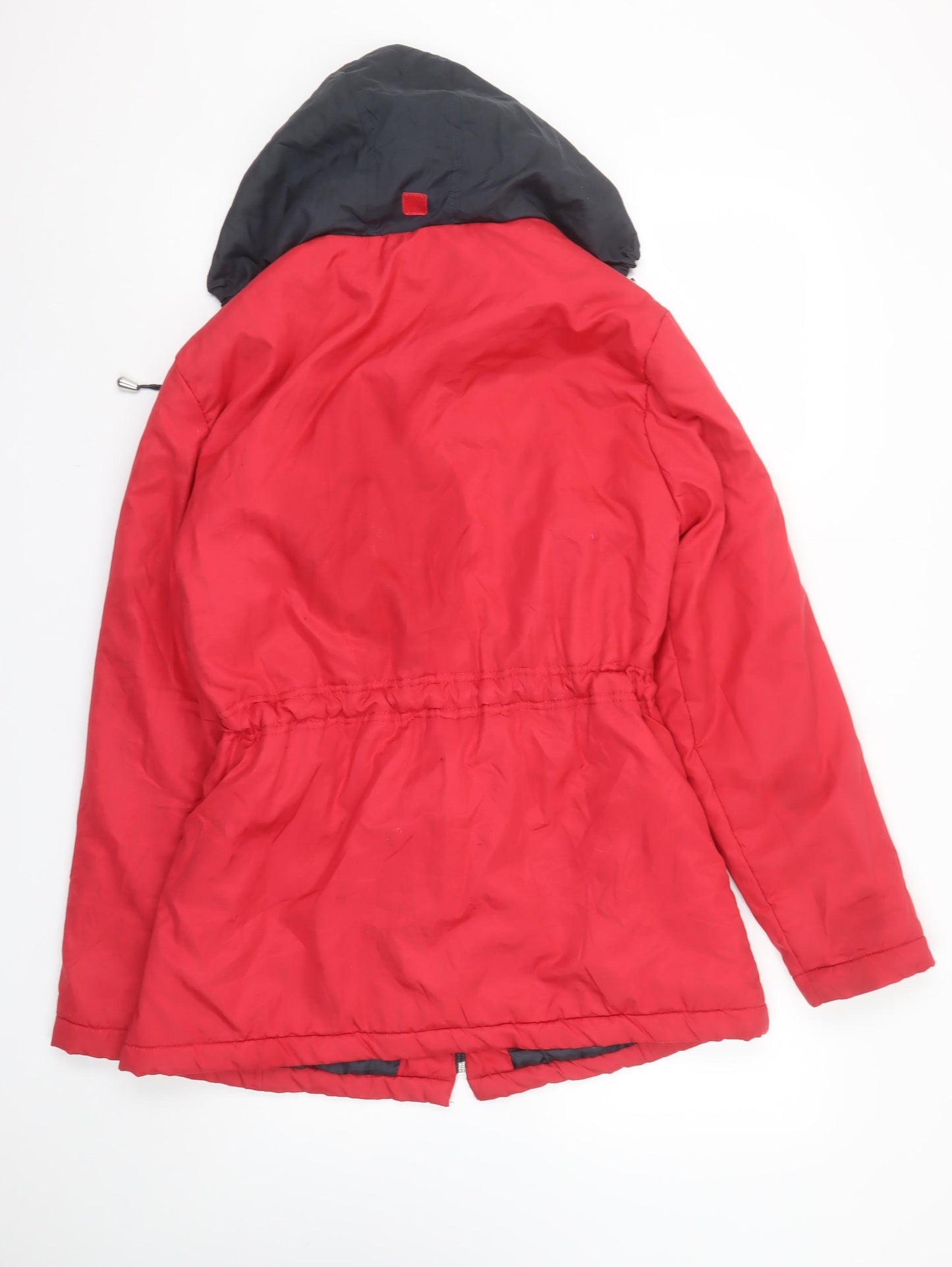 Anne de Lançay Women's Red Hooded Mid-Length Anorak Jacket Size S