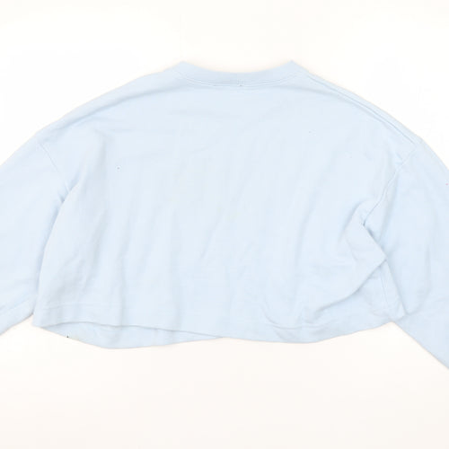 ZARA Women Blue Cropped Pullover Sweatshirt London Logo Size S