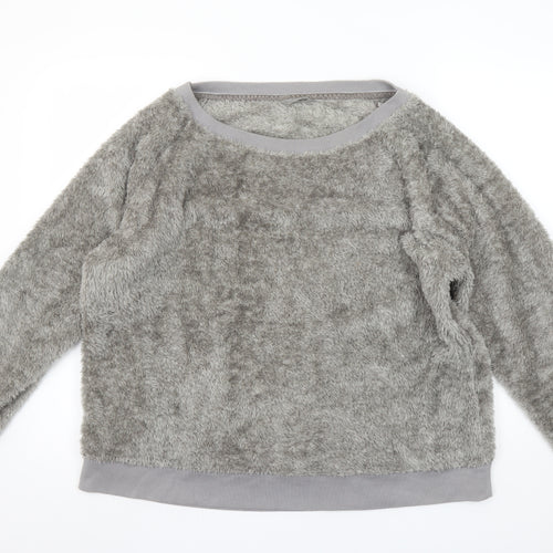 Marks and Spencer Womens Grey Fleece Pyjama Top Size 16 Winter Loungewear