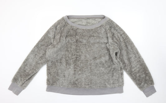 Marks and Spencer Womens Grey Fleece Pyjama Top Size 16 Winter Loungewear