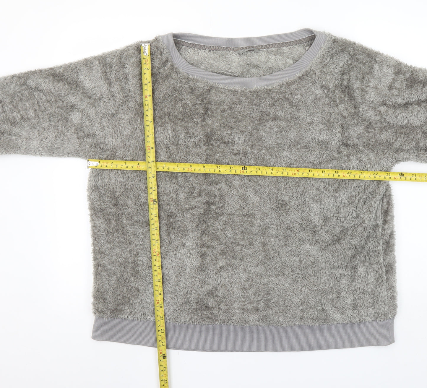 Marks and Spencer Womens Grey Fleece Pyjama Top Size 16 Winter Loungewear