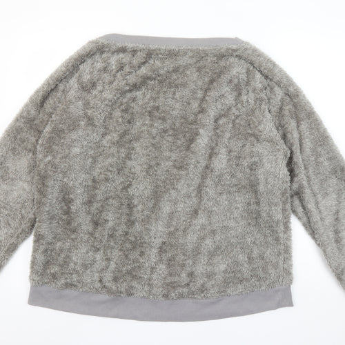 Marks and Spencer Womens Grey Fleece Pyjama Top Size 16 Winter Loungewear