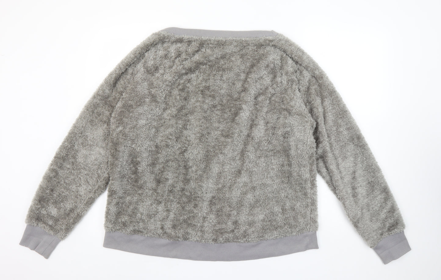 Marks and Spencer Womens Grey Fleece Pyjama Top Size 16 Winter Loungewear