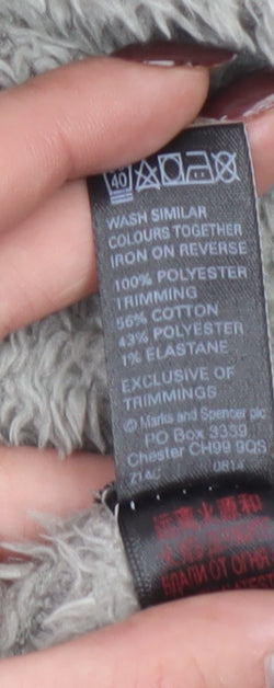Marks and Spencer Womens Grey Fleece Pyjama Top Size 16 Winter Loungewear