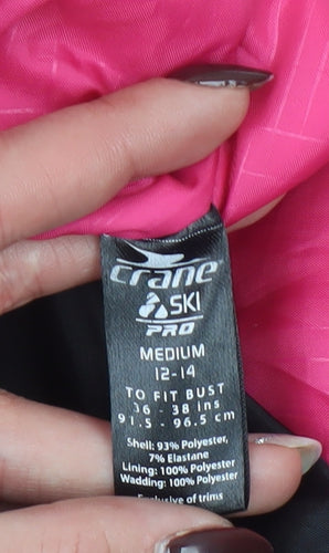 Crane Ski Pro Women's Pink Hooded Ski Jacket Size 12-14 Faux Fur Trim Waterproof