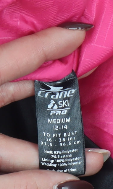 Crane Ski Pro Women's Pink Hooded Ski Jacket Size 12-14 Faux Fur Trim Waterproof