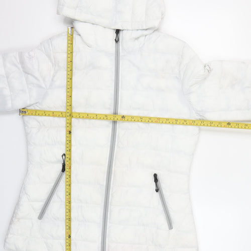 HFX Women’s White Hooded Puffer Jacket L Lightweight Quilted Winter Coat