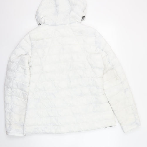 HFX Women’s White Hooded Puffer Jacket L Lightweight Quilted Winter Coat