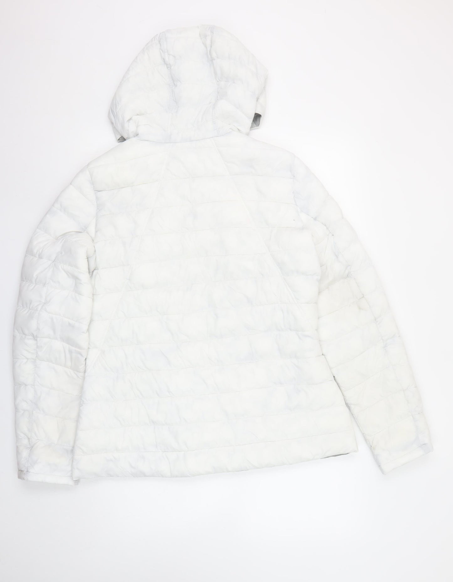 HFX Women’s White Hooded Puffer Jacket L Lightweight Quilted Winter Coat