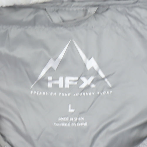 HFX Women’s White Hooded Puffer Jacket L Lightweight Quilted Winter Coat