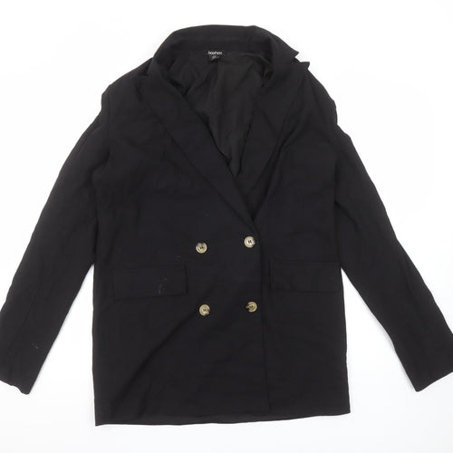 Boohoo Women’s Black Double-Breasted Blazer UK 12 Tailored Jacket