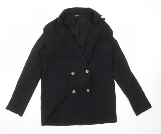 Boohoo Women’s Black Double-Breasted Blazer UK 12 Tailored Jacket