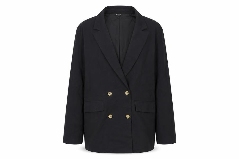 Boohoo Women’s Black Double-Breasted Blazer UK 12 Tailored Jacket