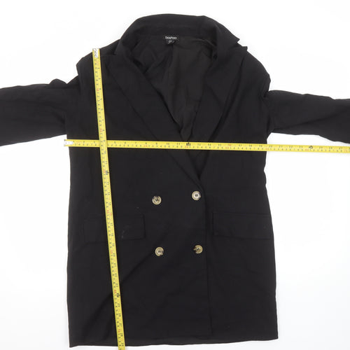 Boohoo Women’s Black Double-Breasted Blazer UK 12 Tailored Jacket