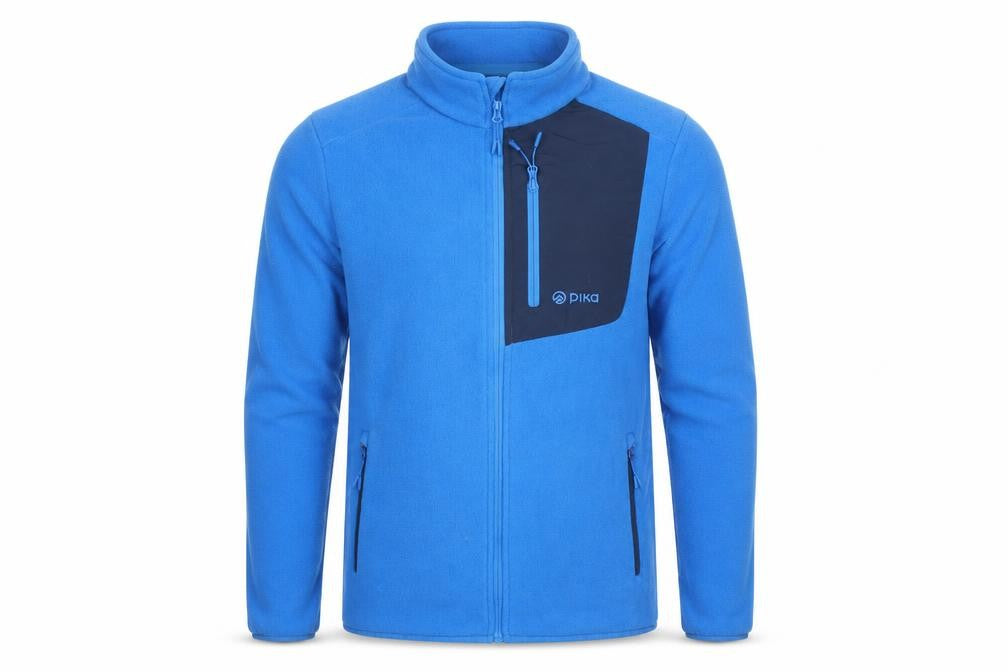 Front view of Pika Men’s Blue Fleece Full Zip Outdoor Jacket M