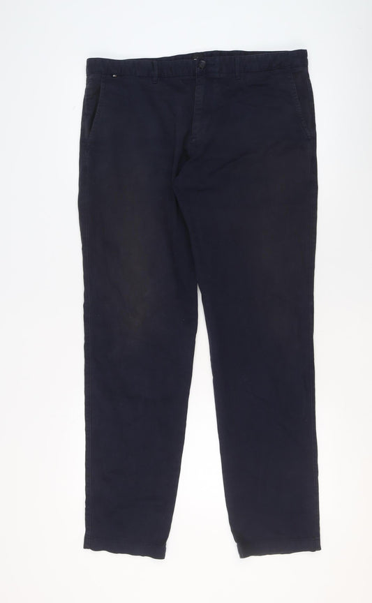 BOSS Men's Blue Chino Trousers Size 36R Regular Fit Cotton Blend