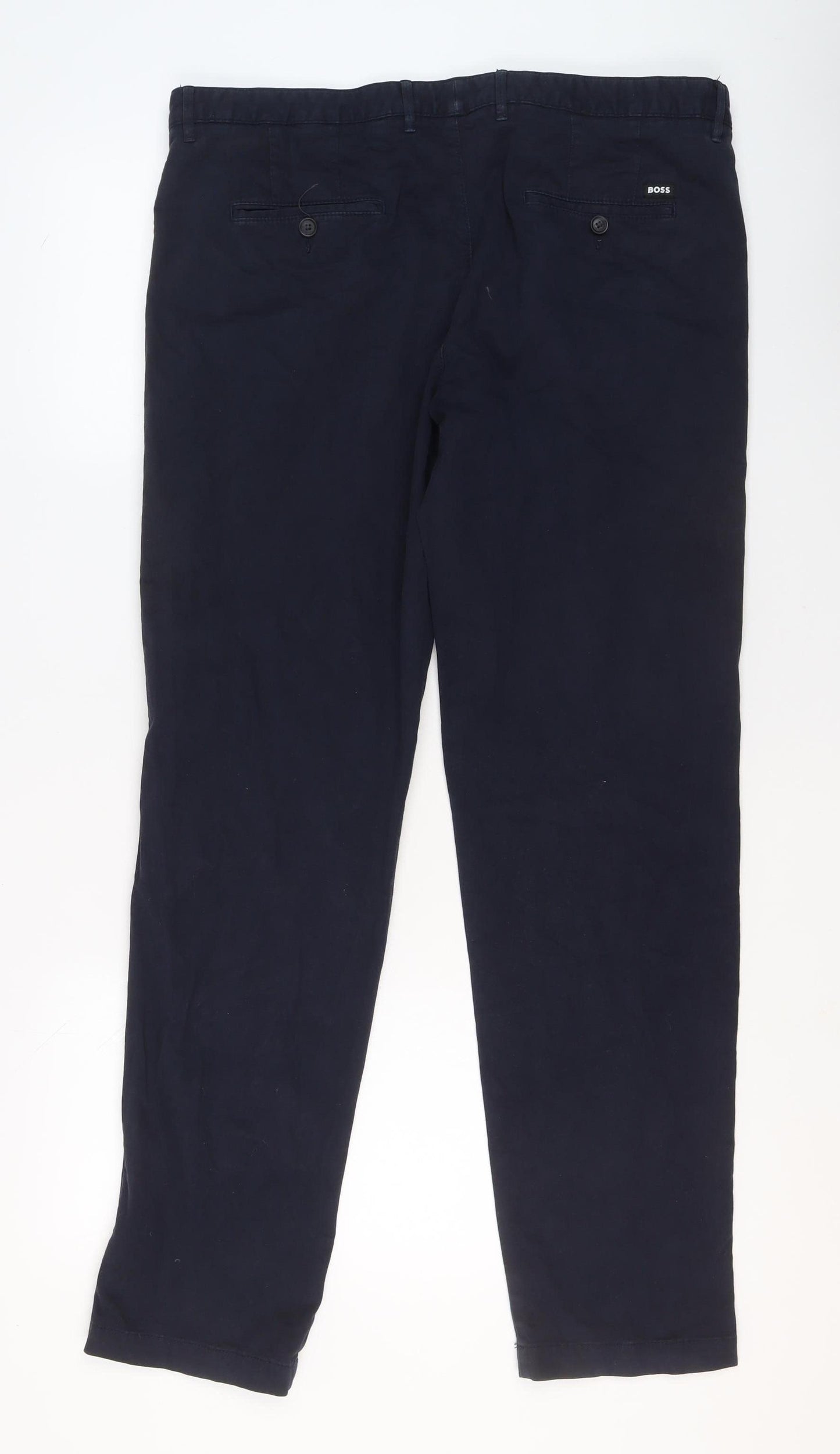 BOSS Men's Blue Chino Trousers Size 36R Regular Fit Cotton Blend