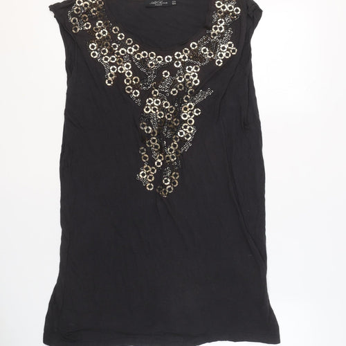 AllSaints Women's Black Sequin Tunic Top Size 14 Viscose Sleeveless