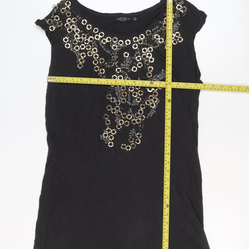 AllSaints Women's Black Sequin Tunic Top Size 14 Viscose Sleeveless
