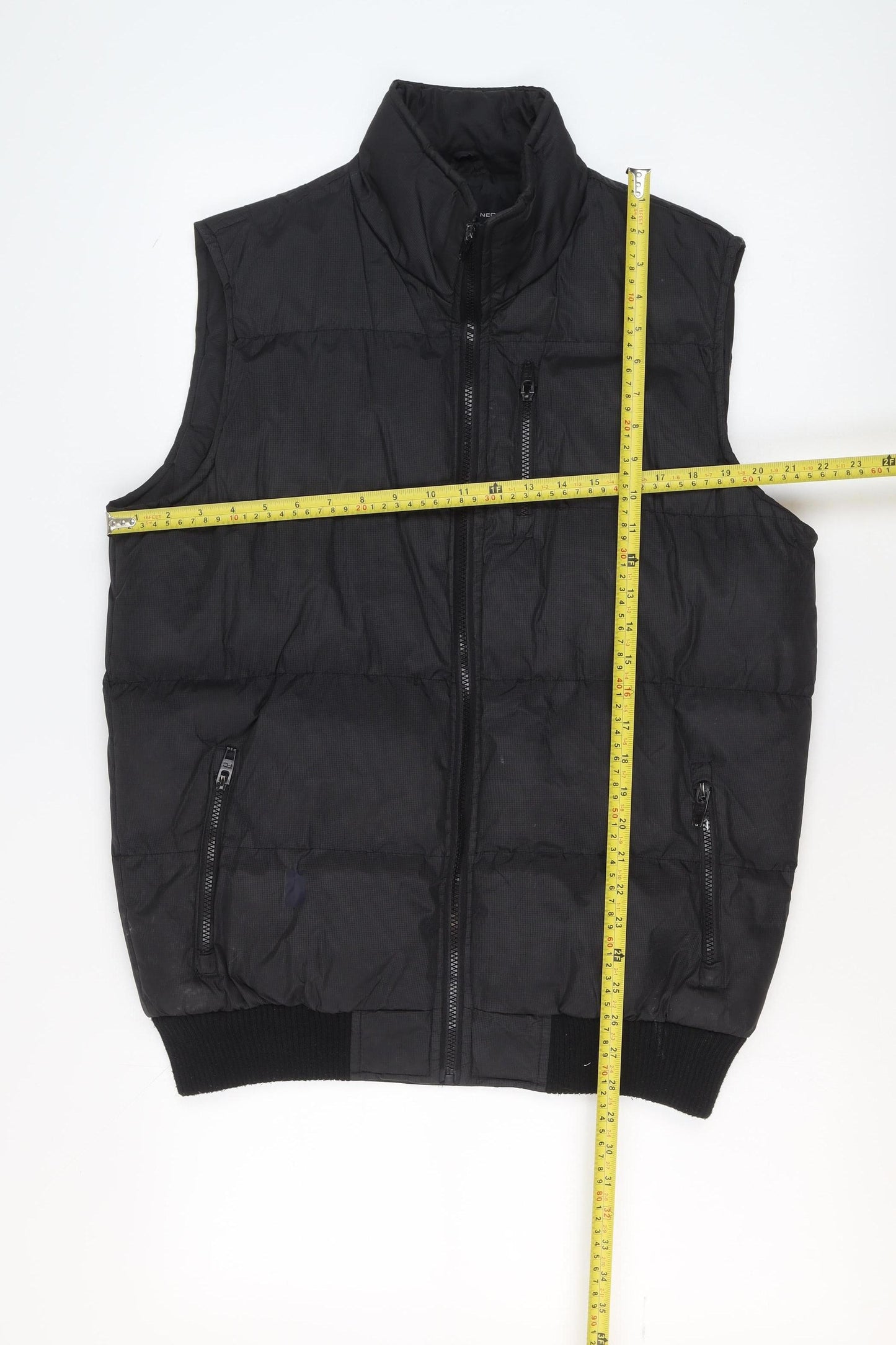 French Connection Men's Black Puffer Gilet Waistcoat Size M