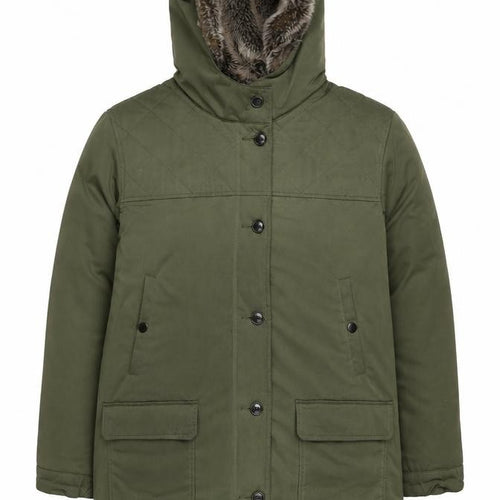 Comptoir des Cotonniers Men’s Green XL Parka Coat Faux Fur Hood