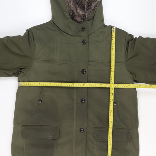Comptoir des Cotonniers Men’s Green XL Parka Coat Faux Fur Hood