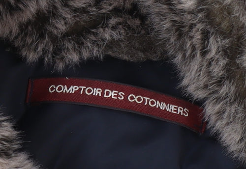 Comptoir des Cotonniers Men’s Green XL Parka Coat Faux Fur Hood