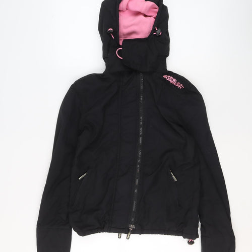 Superdry Women's Black Windcheater Hooded Windproof Jacket Size S