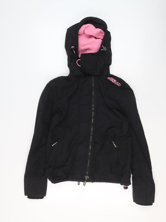 Superdry Women's Black Windcheater Hooded Windproof Jacket Size S