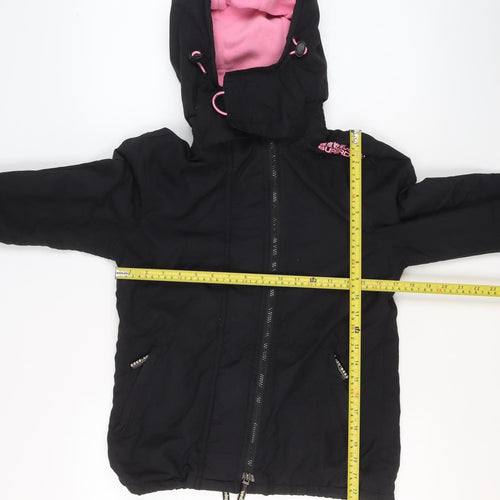 Superdry Women's Black Windcheater Hooded Windproof Jacket Size S