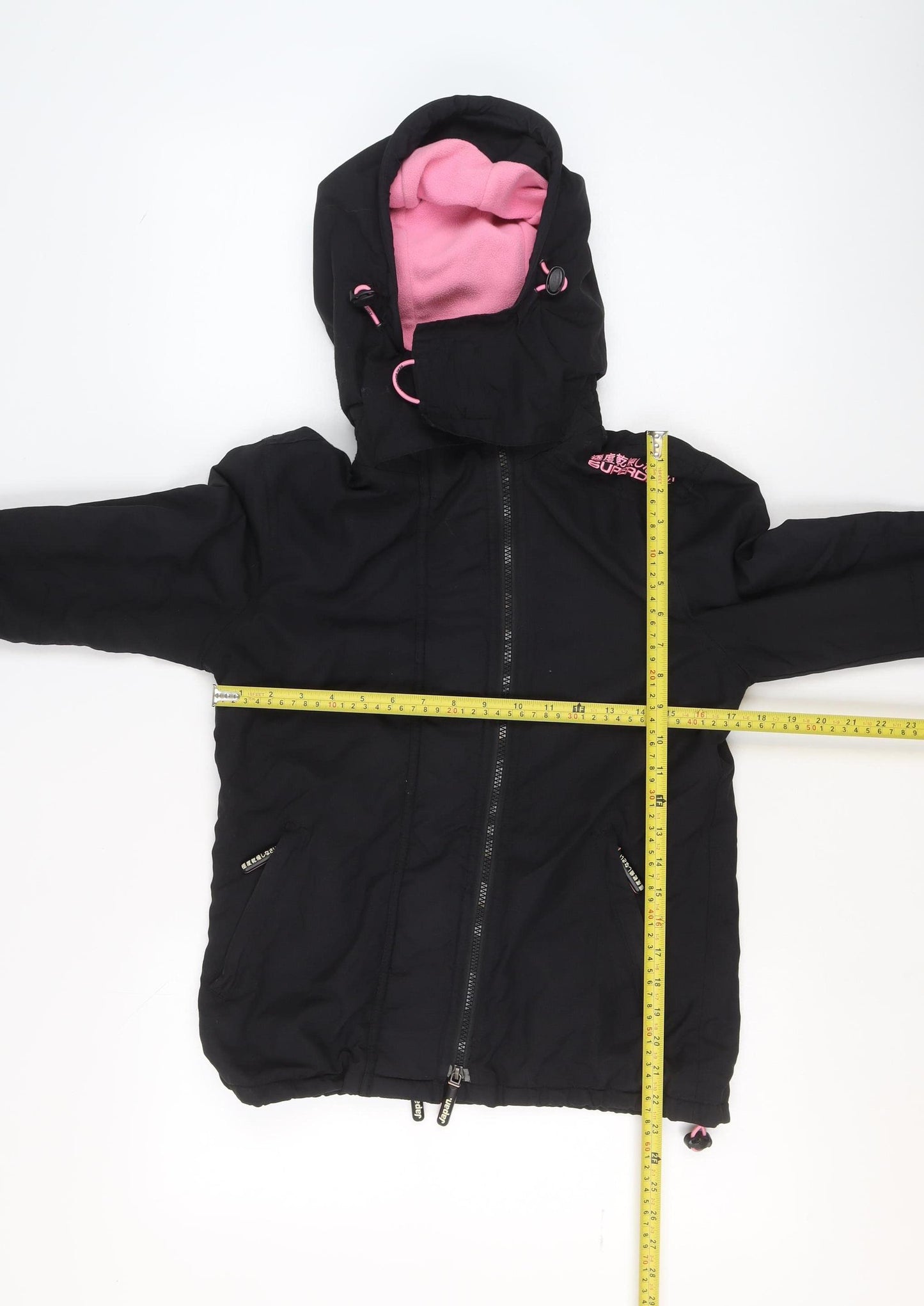 Superdry Women's Black Windcheater Hooded Windproof Jacket Size S