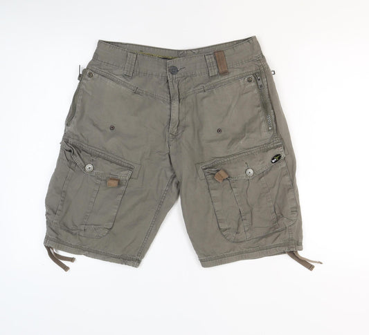 Le Breve Mens Brown Cargo Shorts Size 32 Cotton Casual Summer