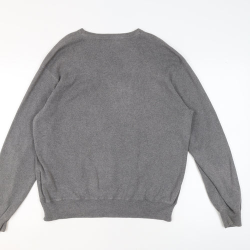 Ralph Lauren Men's Grey Cotton V-Neck Jumper M