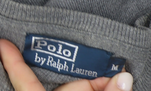 Ralph Lauren Men's Grey Cotton V-Neck Jumper M