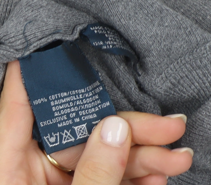 Ralph Lauren Men's Grey Cotton V-Neck Jumper M