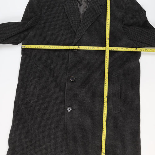 Aquascutum Men's Grey Wool Check Overcoat Size 42 Regular