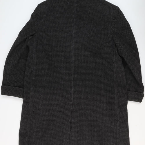 Aquascutum Men's Grey Wool Check Overcoat Size 42 Regular