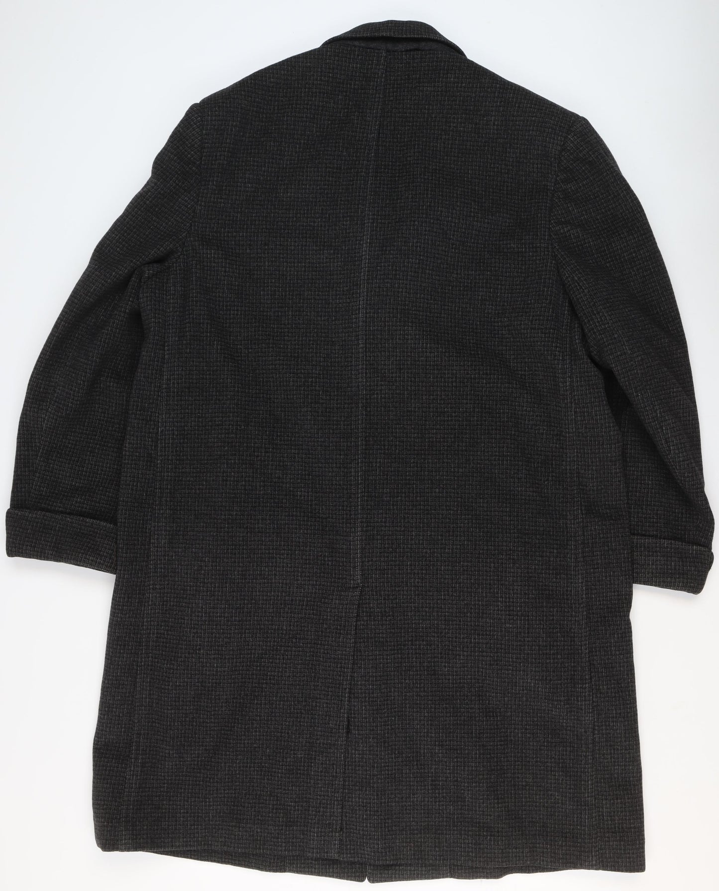 Aquascutum Men's Grey Wool Check Overcoat Size 42 Regular