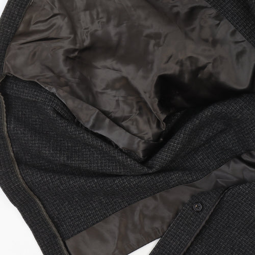 Aquascutum Men's Grey Wool Check Overcoat Size 42 Regular